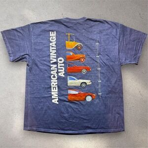Urban Outfitters American Vintage Auto Graphic Tee Mens XL Blue Car Timeline